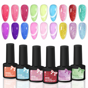 Plastic Bottled Cross-border Special Explosive Broken Diamond Flash Glue Colorful Laser Sequin Glue Nail Art Cat's Eye Nail Polish Glue