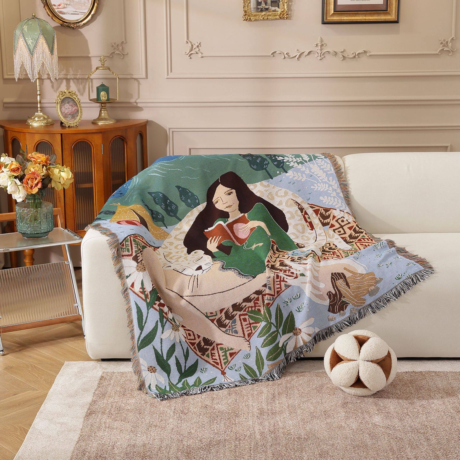 Cross-Border Export Simple Modern Sofa Cover Sofa Towel Camping Blanket Decorative Tapestry Leisure Blanket Lunch Break Blanket Towel