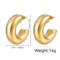 Bold C- Shaped Hollow Earrings Gold MS-019