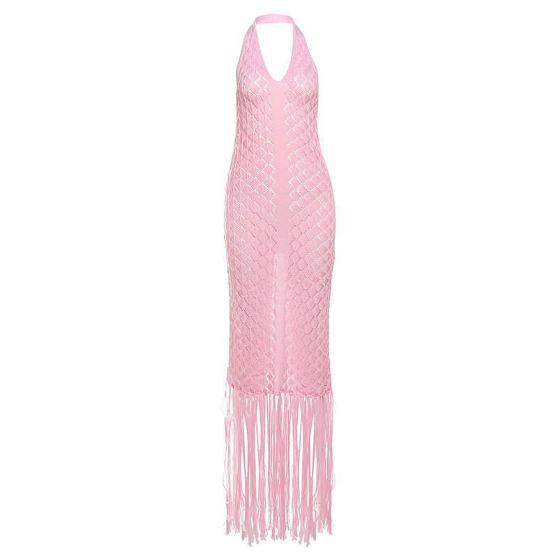 Summer Beach Dress Womens Sheer Knitted Fabric Sexy Solid Color Perfect for Vacation Wholesale Available