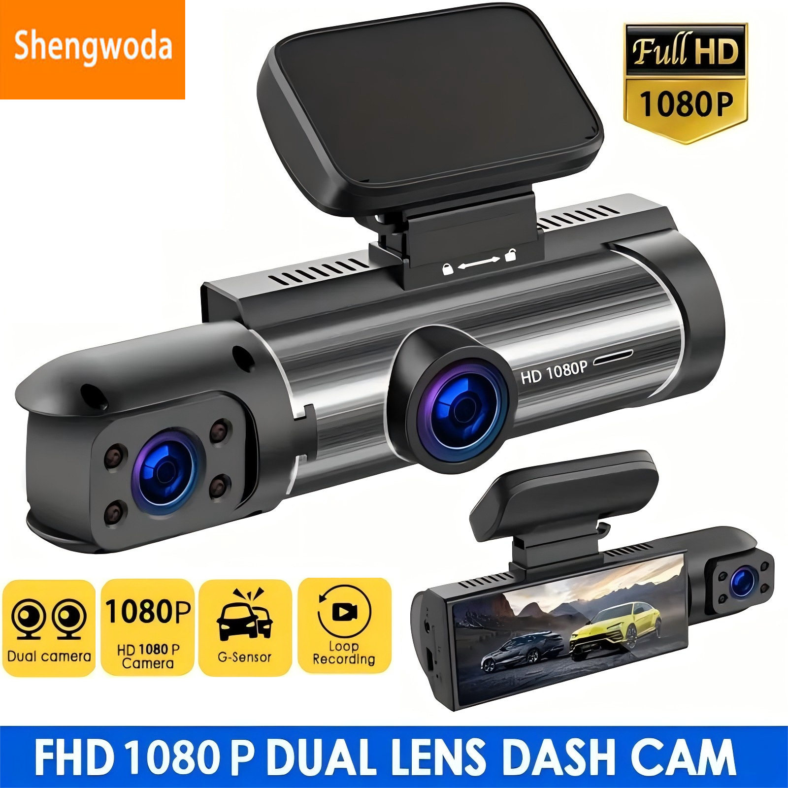 Cross-Border Exclusive Driving Recorder for Front and Interior High-Definition 1080P Night Vision Car Mobile Phone Parking Monitoring Video