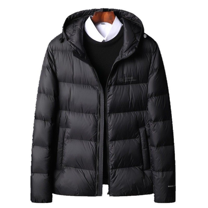 Winter New Simple All-match Hooded Down Jacket Men's Thickened Middle-aged and Young People's Cold-proof Warm Fashionable Bread Down Jacket