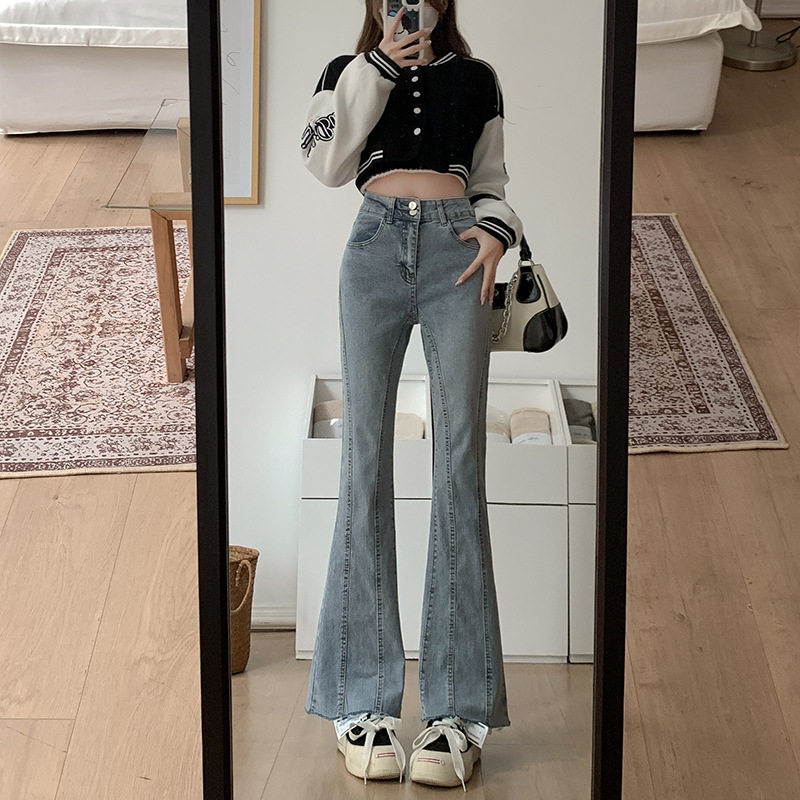 High Waisted Slimming Flare Jeans Womens Spring Fall Style Versatile Straight Leg Wide Leg Trousers Wholesale Available