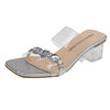 Fairy Style Rhinestone Slippers Women's Outwear Fashionable Summer High-end Transparent One-line Crystal Thick Heel High Heel Sandals