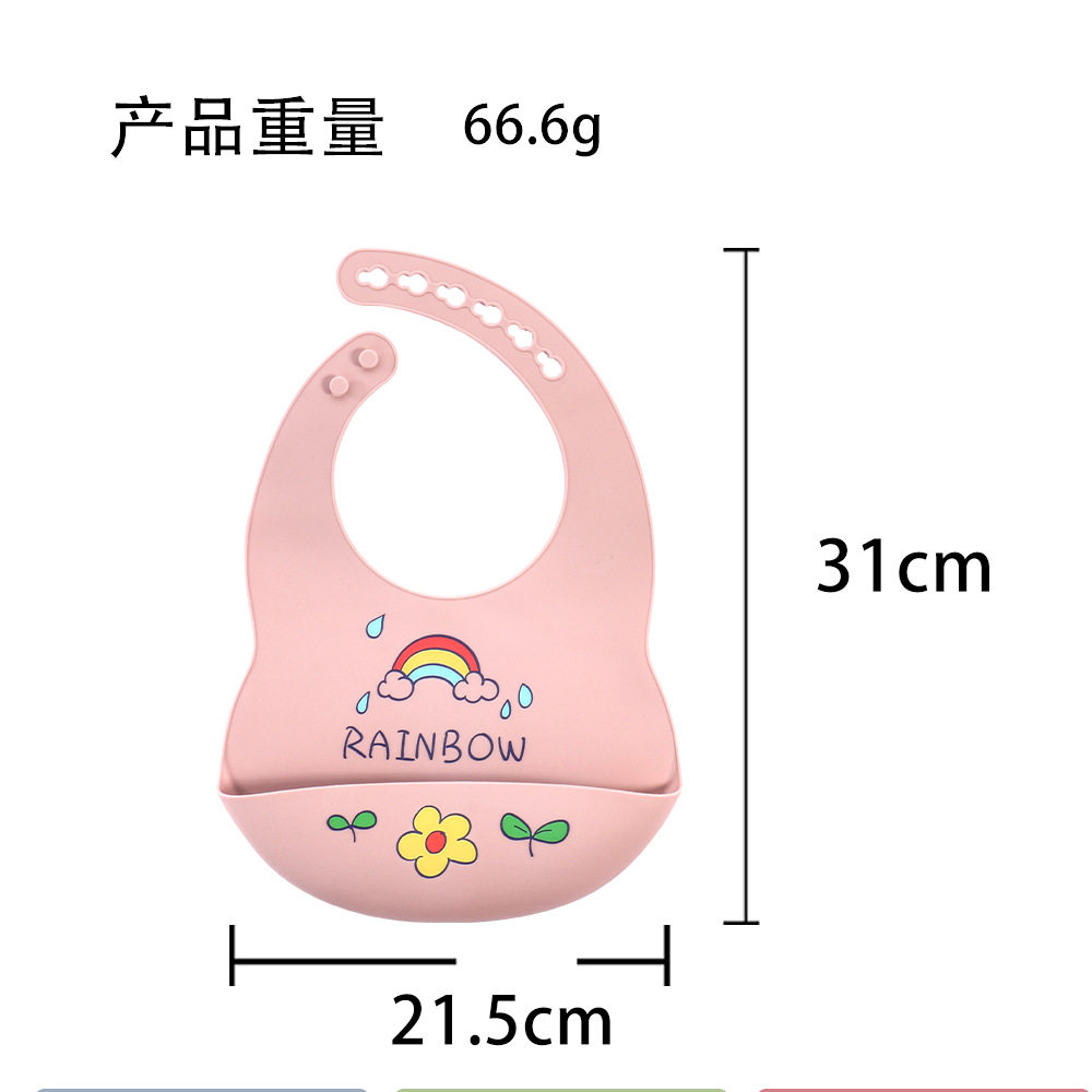 Cross-border Explosive Baby Bib Ins Baby Slippery Rice Pocket Wash-free Summer Children's Silicone Bib Tableware suit