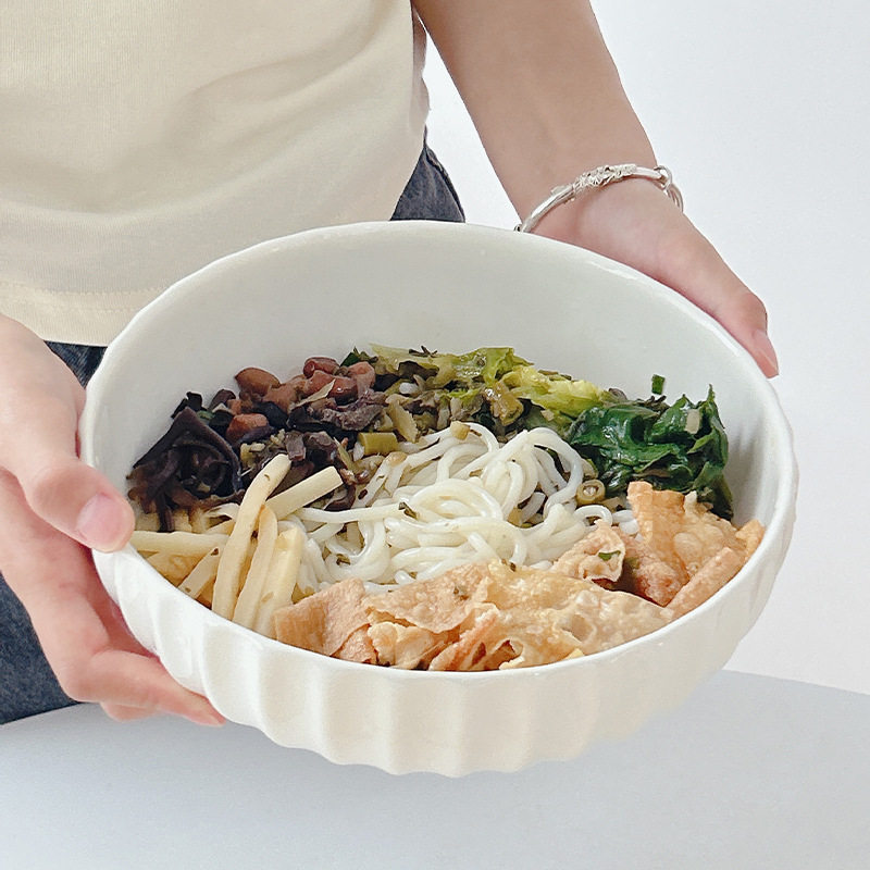 Snail Powder Bowl High Beauty Value Dormitory Student Instant Noodle Ceramic Household Large Soup Bowl Single Pickled Fish Bowl