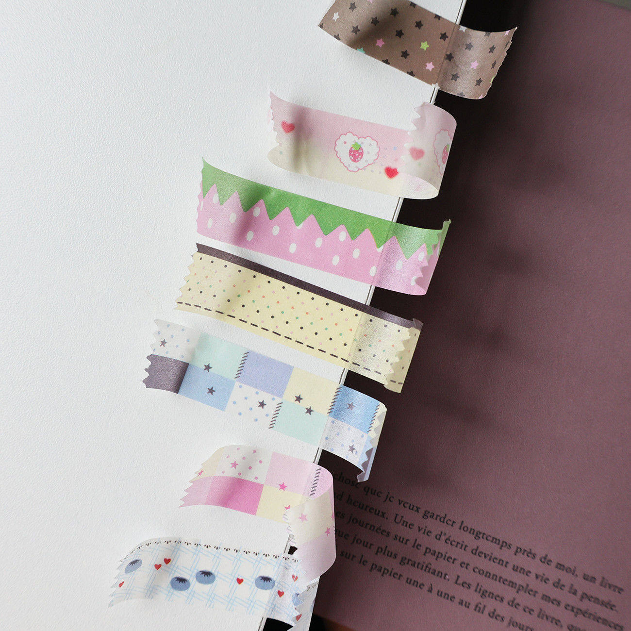 Korean Five-Pointed Star and Paper Tape Roll Strawberry Heart Basic Splicing Color Hand Ledger DIY Decorative Material Tape