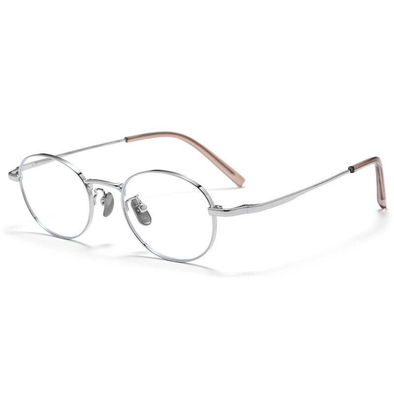 Small Face Small Frame 46 Wide Ultra-Light Pure Titanium Glasses Frame for Women Retro Oval Height Myopia Glasses Frame Danyang Glasses