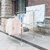 Floor-Standing Foldable Stainless Steel Balcony Clothes Drying Rack, Adjustable Height, Movable Clothes Rod, Foldable Clothes Drying Rack