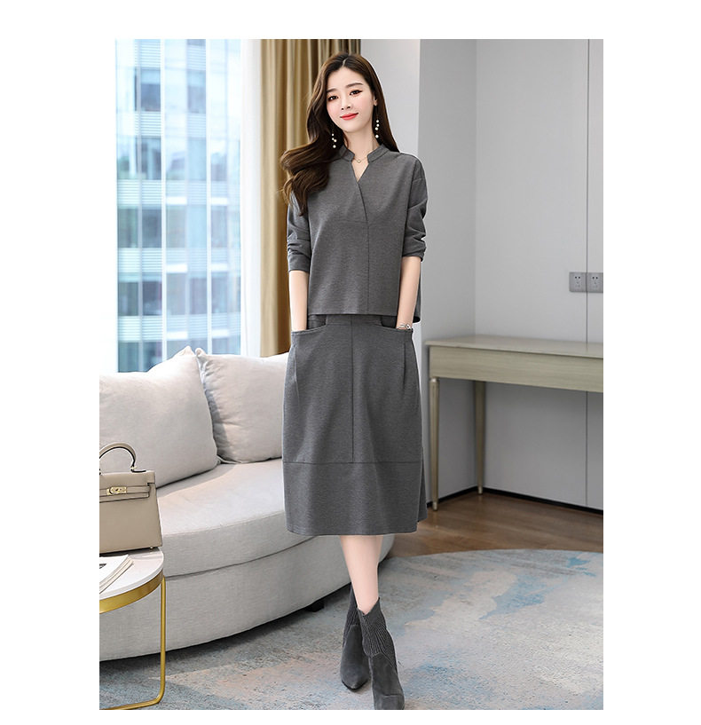 Set Bộ Áo Và Chân Váy Dáng Dài Nữ Tính Thu Đông Thanh Lịch Màu Nâu, Đen, Xám chi tiết 15