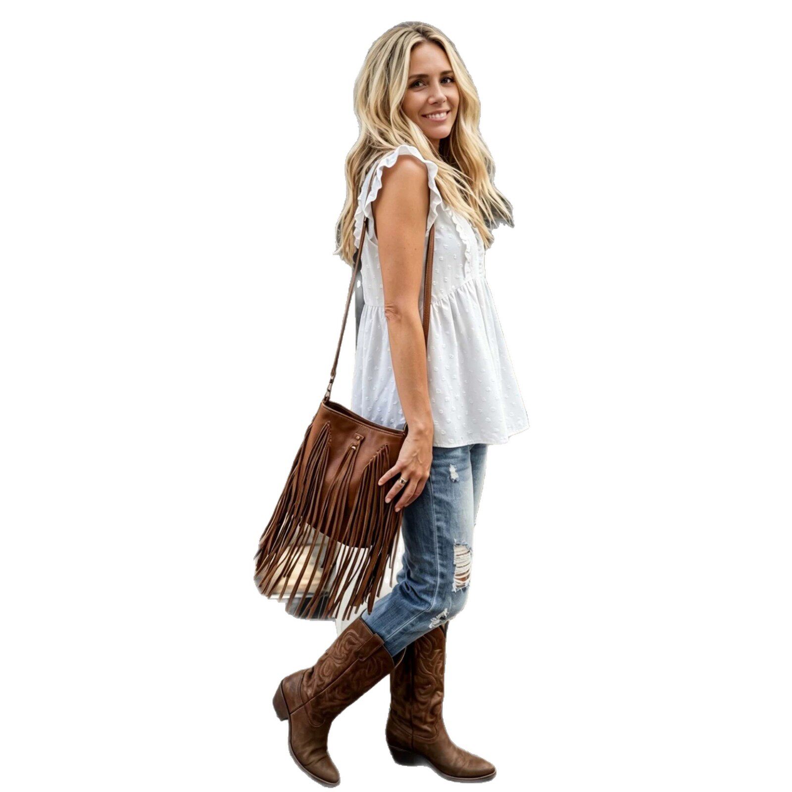 Summer Vacation Style V Neck Short Sleeve Ruffle Hem Loose Fit Top Lightweight Flattering Versatile Wholesale