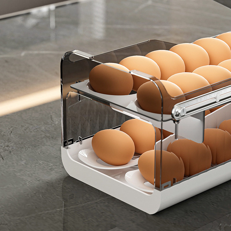 Egg fresh-keeping storage box automatically rolls off large-capacity kitchen multi-layer stackable plastic egg tray egg box