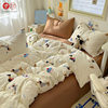 Class A Mother and Child Washed Cotton Four-Piece Set Ins Small Fresh Bed Cover Bed Sheet Quilt Cover Cartoon Student Dormitory Three-Piece Set