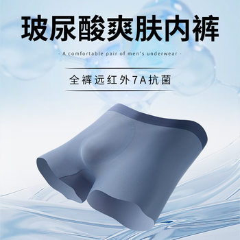 7A Antibacterial Hyaluronic Acid Skin-Friendly Men's Large Size Underwear, Thin Seamless Ice Silk Breathable Crotch Boxer Briefs Trendy Brand