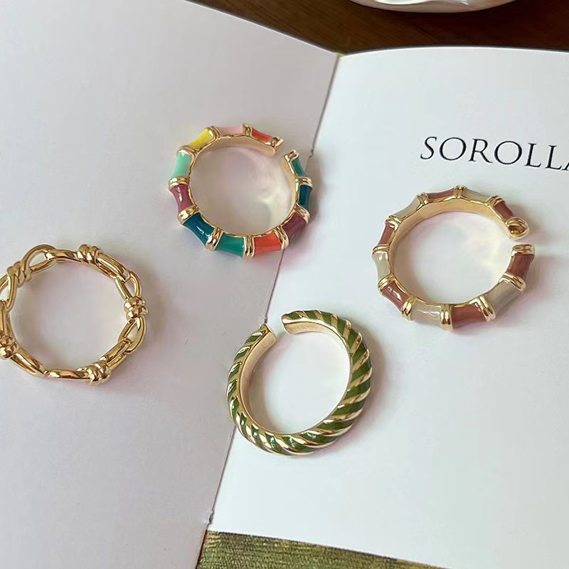 Dopamine Ring for Women, Unique Design with a High-End Feel, 2026 New Popular Model, Decorative Enamel Rainbow Index Finger Ring