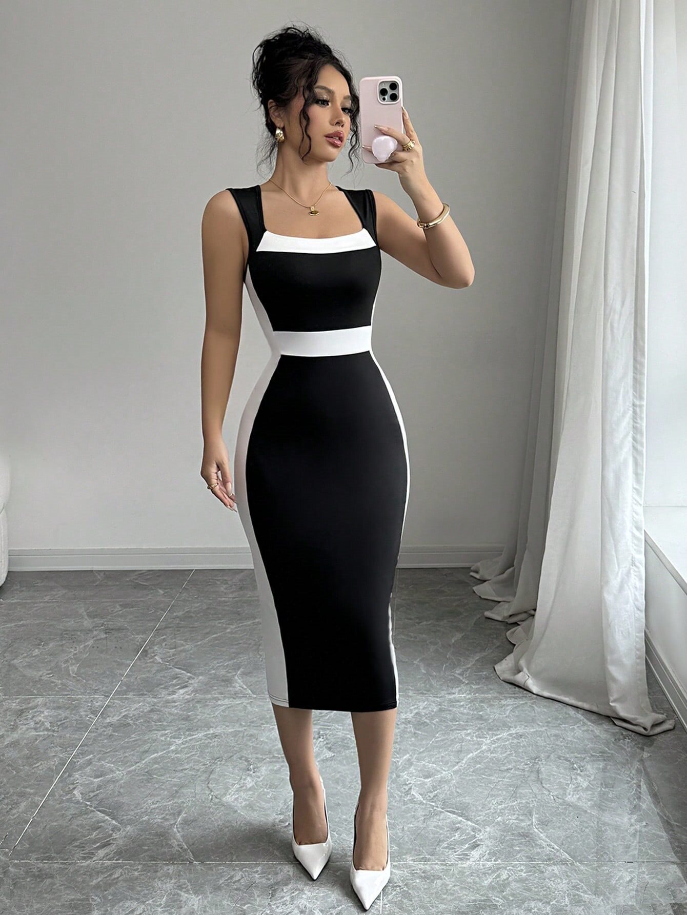 Color Block Sexy Bodycon Dress Sleeveless Party Wear Summer Fashion Wholesale Available factory direct