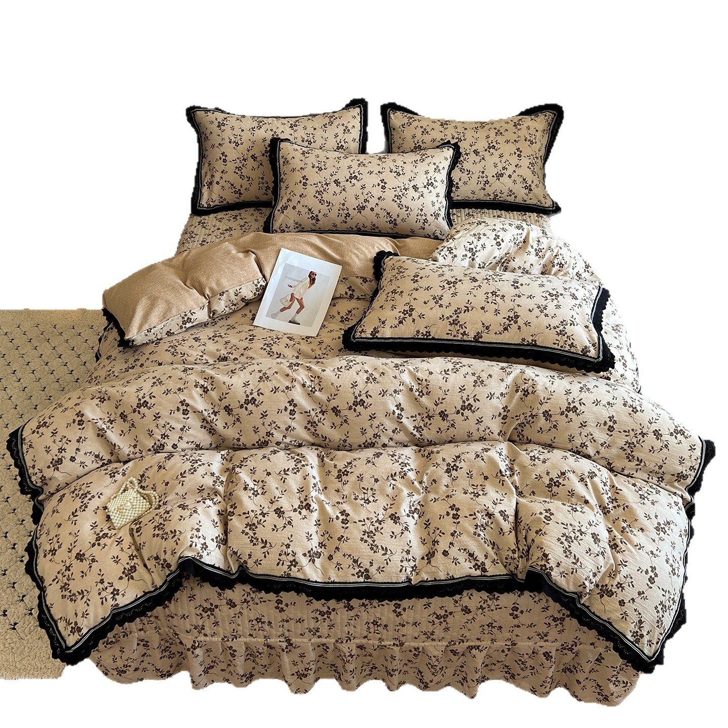 French Retro Wrinkled Yarn Quilt Cover Four-Piece Set 2025 New Pure Cotton Bedding Bed