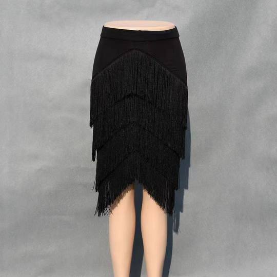 Latin dance tassel skirt women's adult short skirt bottom skirt Latin practice skirt square Latin dance skirt clothing