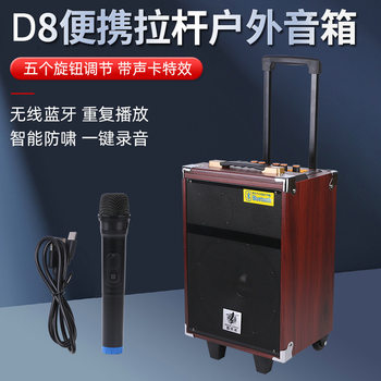Outdoor Speaker D8 Portable Square Dance Amplifier with Pull Rod Wooden Recording Microphone Priority Bluetooth Speaker Wholesale