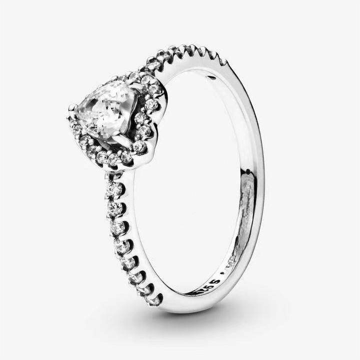 潘家新款白铜崇高的心典雅之心欢腾单石爱心戒指简约标志爱心轻奢