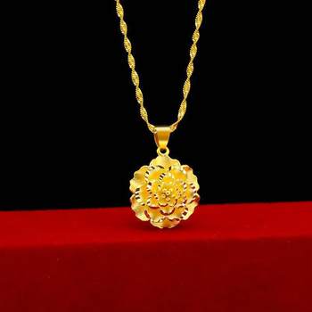 Vietnamese Sand Gold-Plated Necklace National Color Tianxiang Pendant Cold Style Long-Lasting Non-Fading Jewelry Simple Women's Clavicle Chain