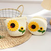 Sunflower Handmade Straw Coin Purse, Kidsren's Cartoon Sunflower Woven Bag, Pastoral Style Shoulder Shell Bag