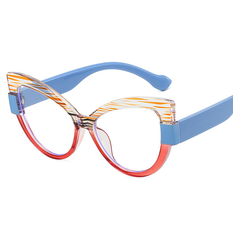 Cat's Eye Coloring Flat Mirror Women's Internet Celebrity Same Style Instagram Style Anti-Blue Light Distinctive Glasses Frame Fashionable for Short-sighted Glasses