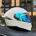 Pearl White with colorful blue