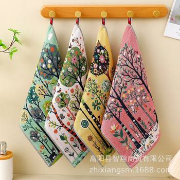 Pure Cotton Gauze Towel Four-Layer Gauze Square Towel Kindergarten Children's Cotton Square Towel Wholesale Export to Korea Dish Towel