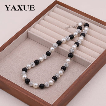 Original Design Versatile Diamond Ball Imitation Pearl Clavicle Chain Light Luxury High-End Necklace Accessories Women's European and American Cross-Border Jewelry