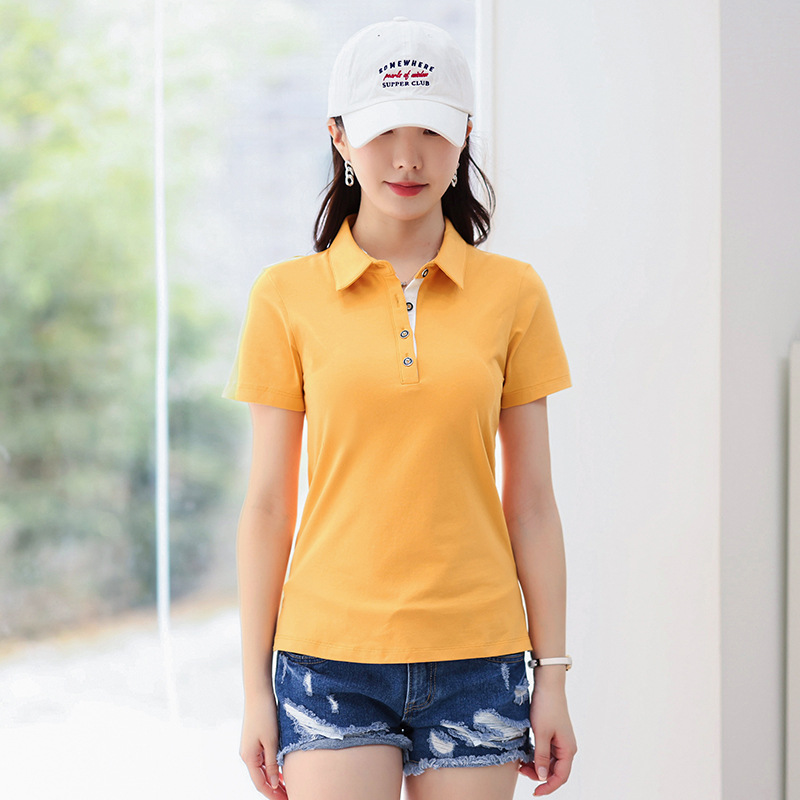 2025夏装纯色翻领韩版修身女装短袖T恤简约时尚上衣小polo衫1818
