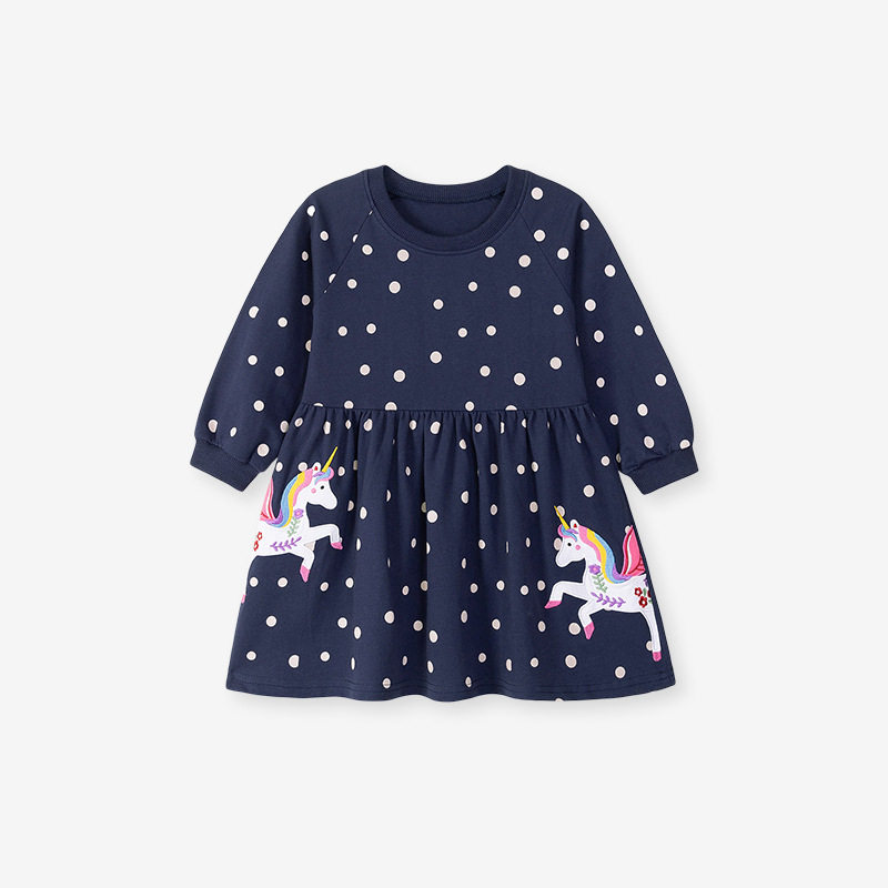 Kids' Clothing Factory Kids' Dress Wholesale, Cartoon Girls' Dress, Autumn Long-sleeve Cotton Dress