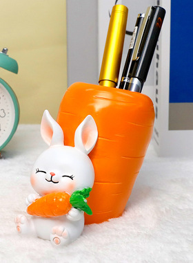 原创新笔筒ins颜值兔子笔筒收纳桌面装饰摆件送毕业教师节礼物