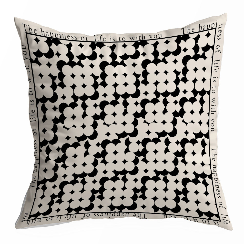 American Black and White Retro Pillow Case Geometric Furniture Sofa Bedside Car Office Waist Pillow Pillow Cushion Cover