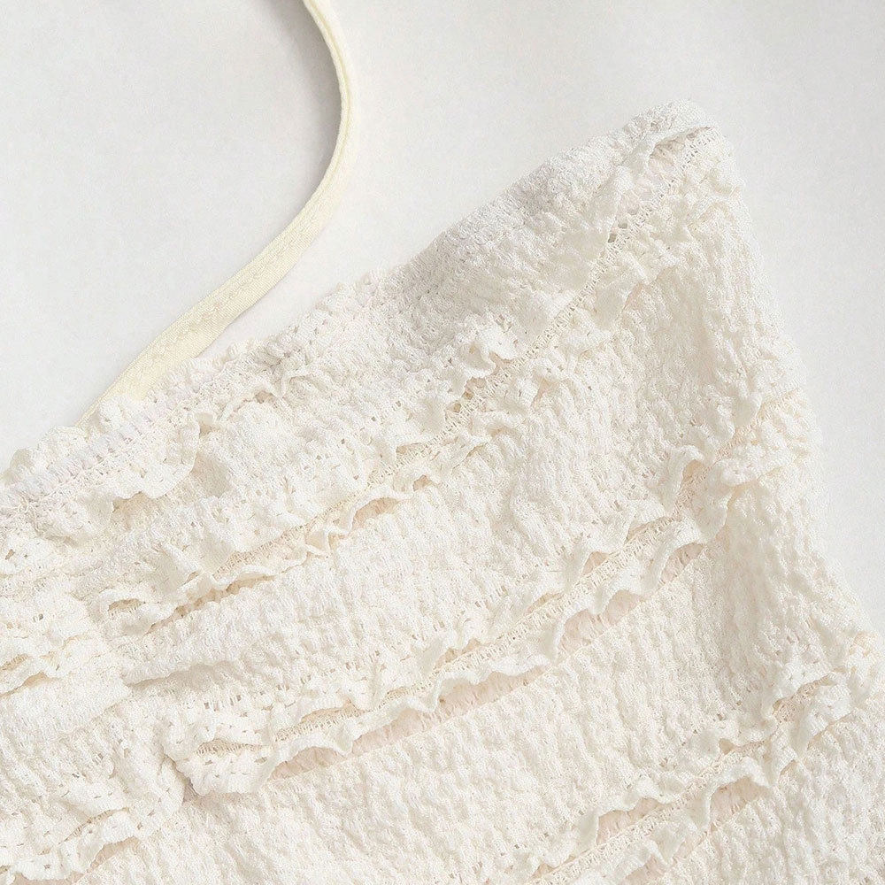 White Summer Dress Sweet French Style Strapless Ruffled Hem Lightweight Fabric Perfect for Parties and Casual
