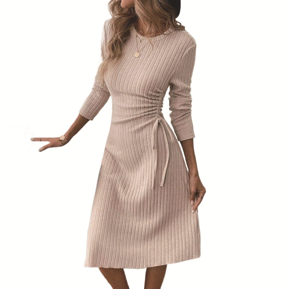 Casual Womens Dress Fashionable Slim Fit Versatile Mid Length Spring Summer Collection Wholesale Available