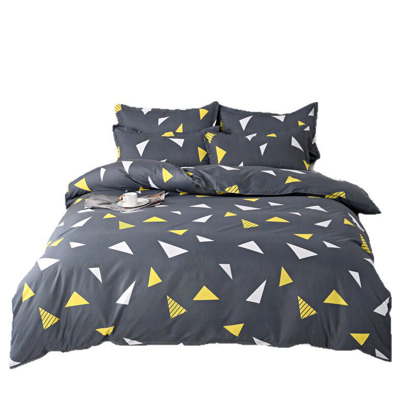 Cross-Border Foreign Trade Amazon Chemical Fiber Four-Piece Student Dormitory Three-Piece Single Bed Sheet, Fitted Sheet, Quilt Cover, Bedding