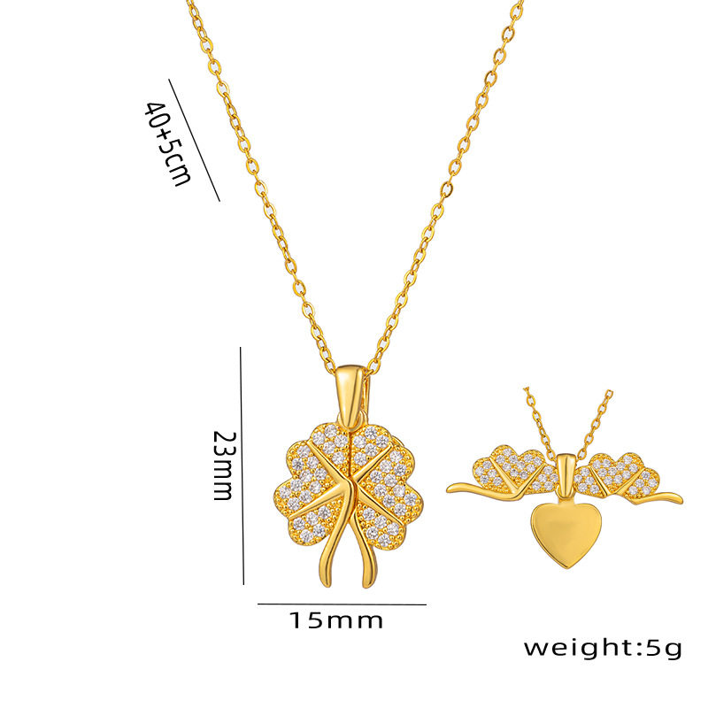New personalized titanium steel heart-shaped opening and closing necklace female butterfly pendant inside typing clavicle chain jewelry wholesale