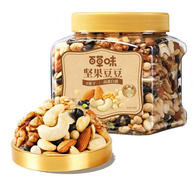 Baicaowei Nut Mix in a Jar 500g Mixed Nuts Casual Snack for Afternoon Tea Popular Snack for Online Selling