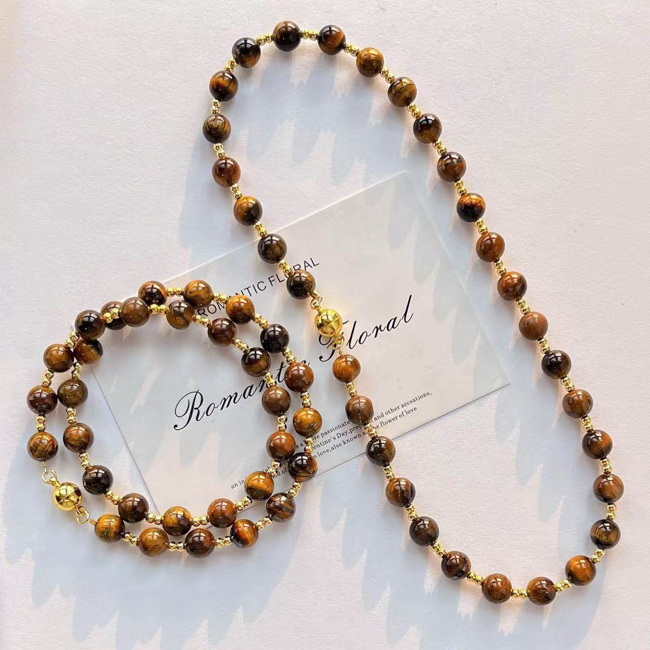 The Shop Owner Recommends the New Autumn and Winter Premium Melard-Style Natural Tiger Eye Stone Necklace. Authenticity Can Be Verified and Re-Inspected at the Base