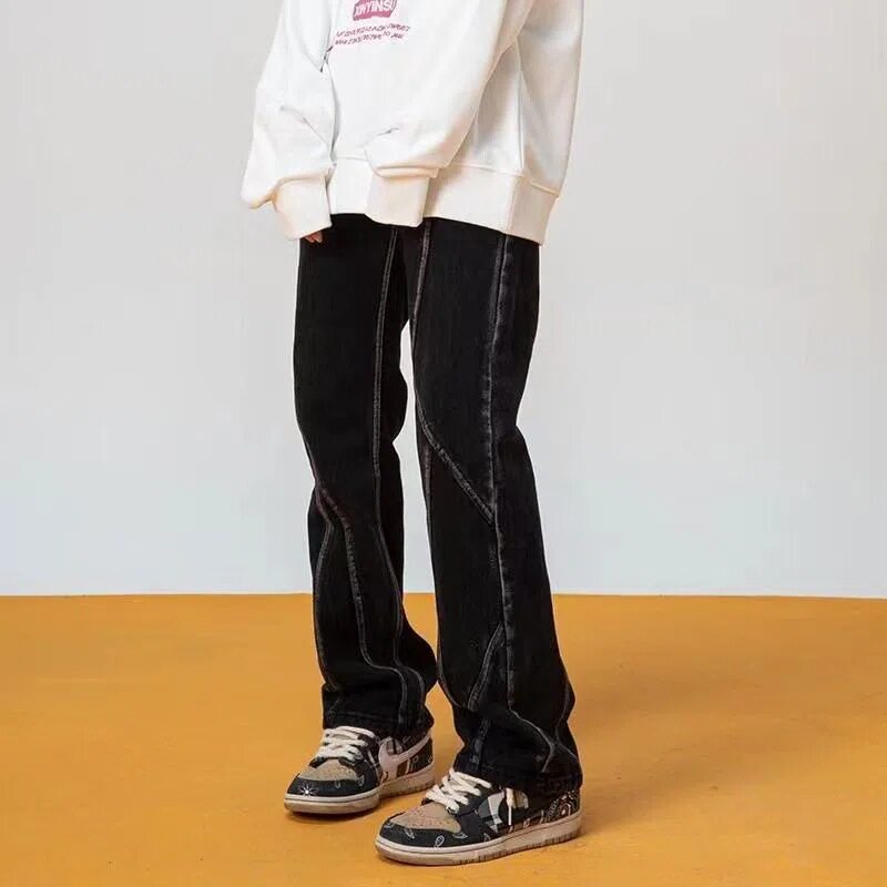 Retro Washed Denim Pants for Women Split Design High Street Style Flared and Straight Leg Spring Fashion Wholesale