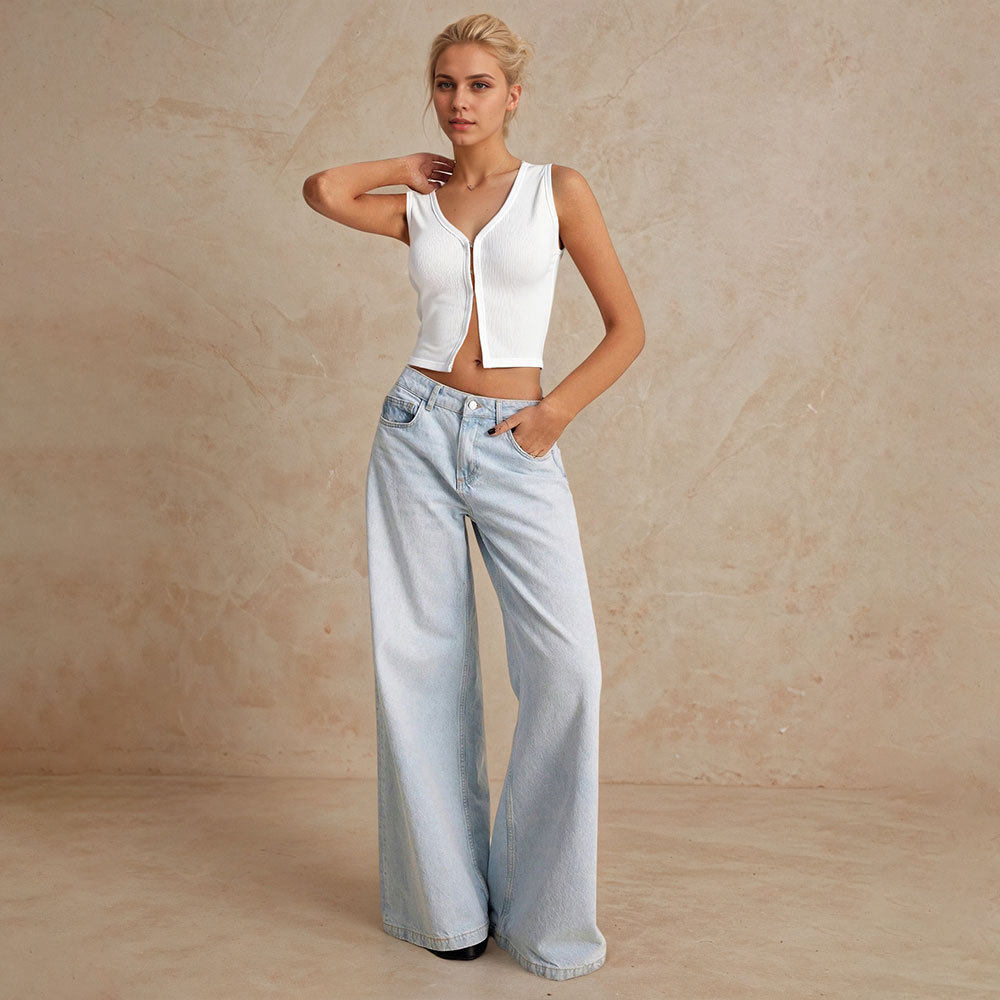 Summer Womens Crop Top Simple V Neck Sleeveless Slim Fit Polyester Casual Wear for Everyday Use Wholesale