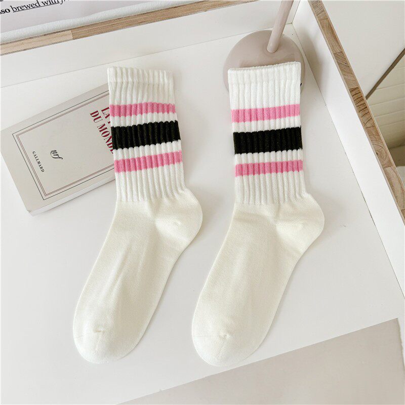 潮牌cityboy日系粗线条纹长袜女堆堆袜棉运动复古中筒袜子男ins潮