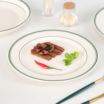 Hong Kong-style Melamine Shallow Plate Western Food Round Plate Flat Plate Imitation Porcelain Round Plate Tea Restaurant Tableware Rice Plate Commercial