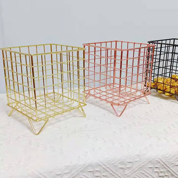 Creative Simple Iron Storage Basket Square Coffee Nordic Storage Basket Desktop Sundry Basket Wholesale Storage Box