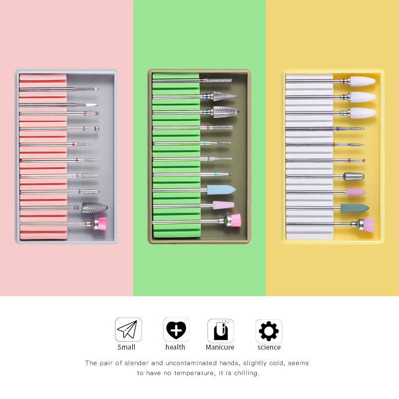 Spot wholesale New Sander nail tools alloy tungsten steel ceramic nail grinding head set polishing tools