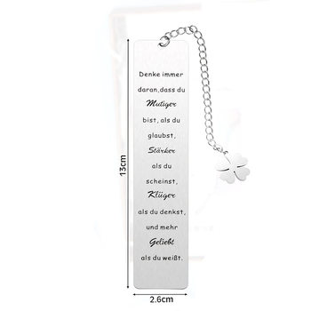 Cross-border New German Bookmark Rainbow Heart Pendant Stainless Steel Lettering Bookmark Office Gift