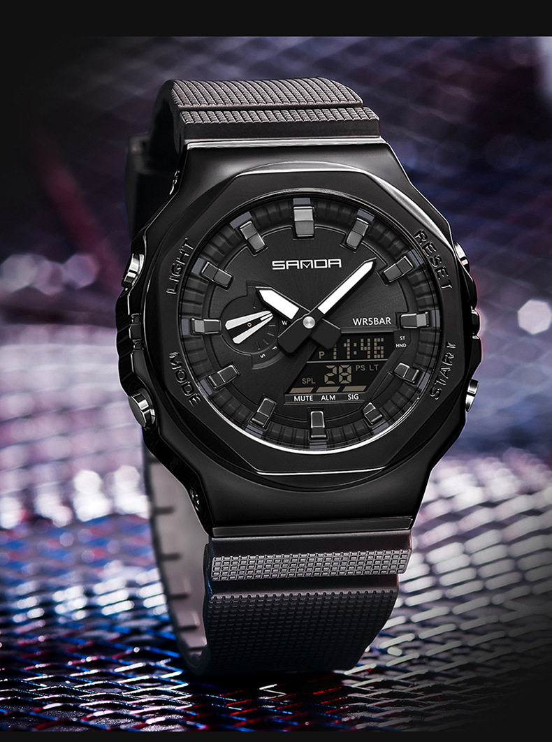 Octagonal Oak Hand-Raising Light Watch Men's Trendy Luminous Fashion Steel Heart Waterproof Sports Alarm Clock Live Explosions 16 O1CN01srFKO71qpfBLxSJeh !!2206469685545 0 cib