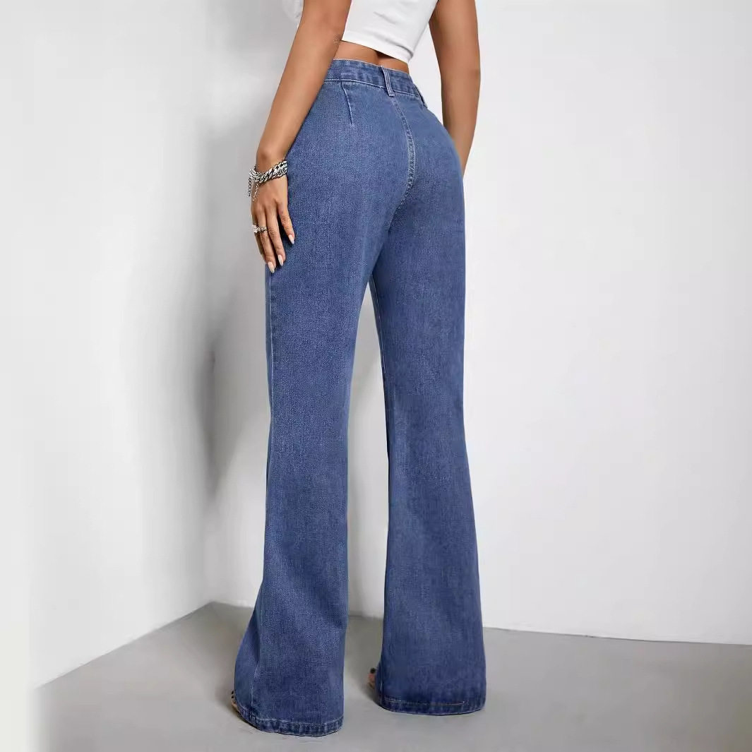 High Waisted Wide Leg Jeans Loose Fit Casual Style Denim Fabric Perfect for Everyday Wear Wholesale Available