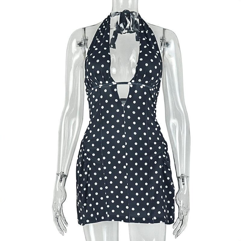 A Line Dress Slimming Floral Print Deep V Neck Casual Halter Waist Defined Perfect for Summer Outings Wholesale